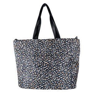 Shade & Shore XL Black Leopard Cheetah Print Neoprene Zip Beach Pool Tote Bag